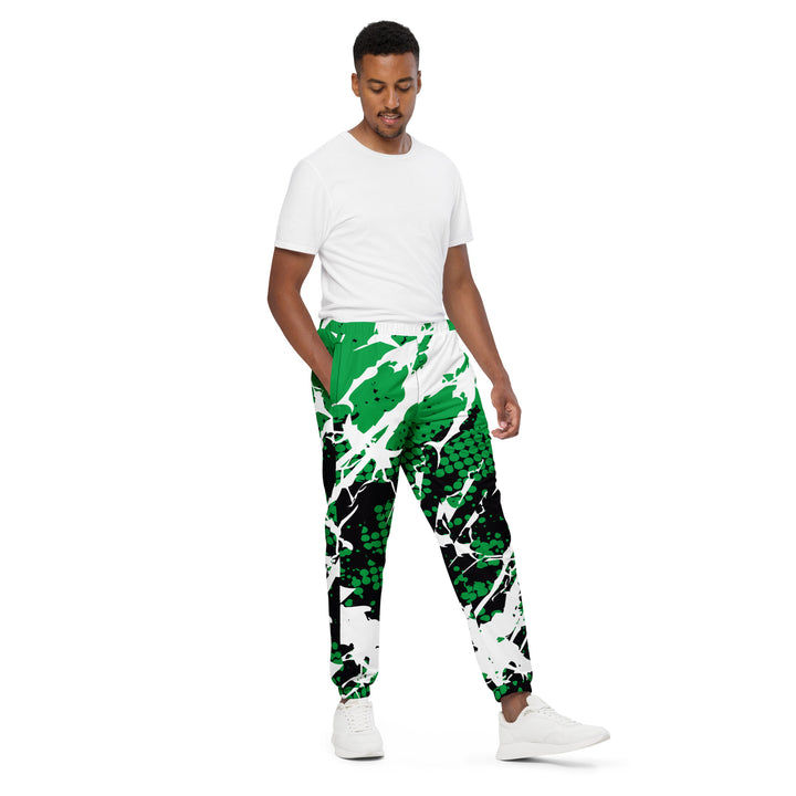 Unisex Track Pants - Green-White Paint