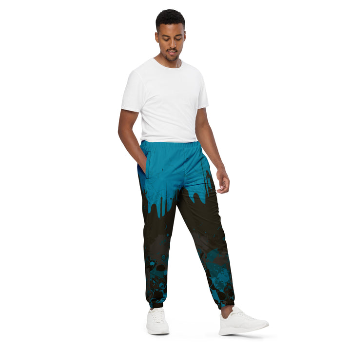 Unisex Track Pants - Turquoise-Black Liquid