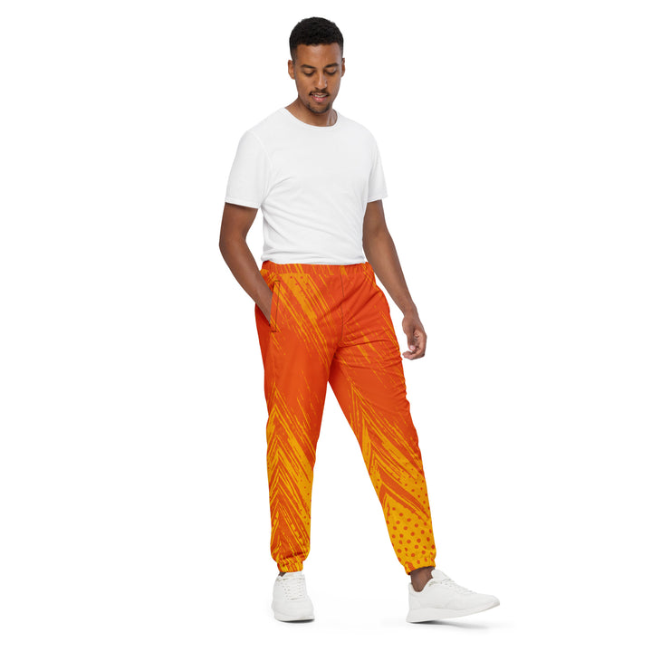 Unisex Track Pants - Orange-Yellow Brush