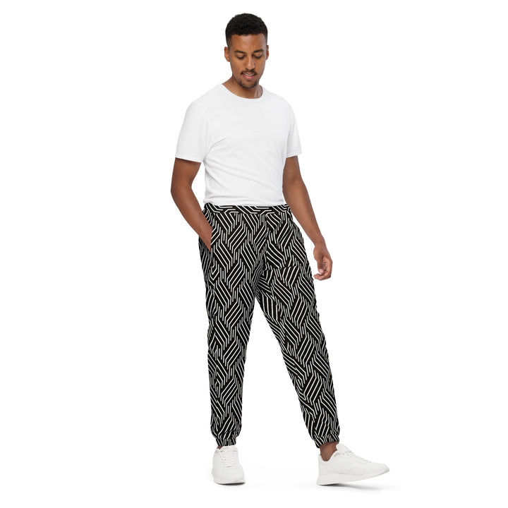 Unisex Track Pants - Black-White Lap