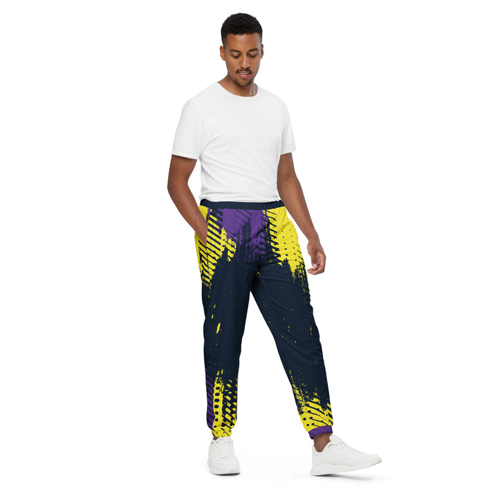 Unisex Track Pants - Black-Yellow Wall