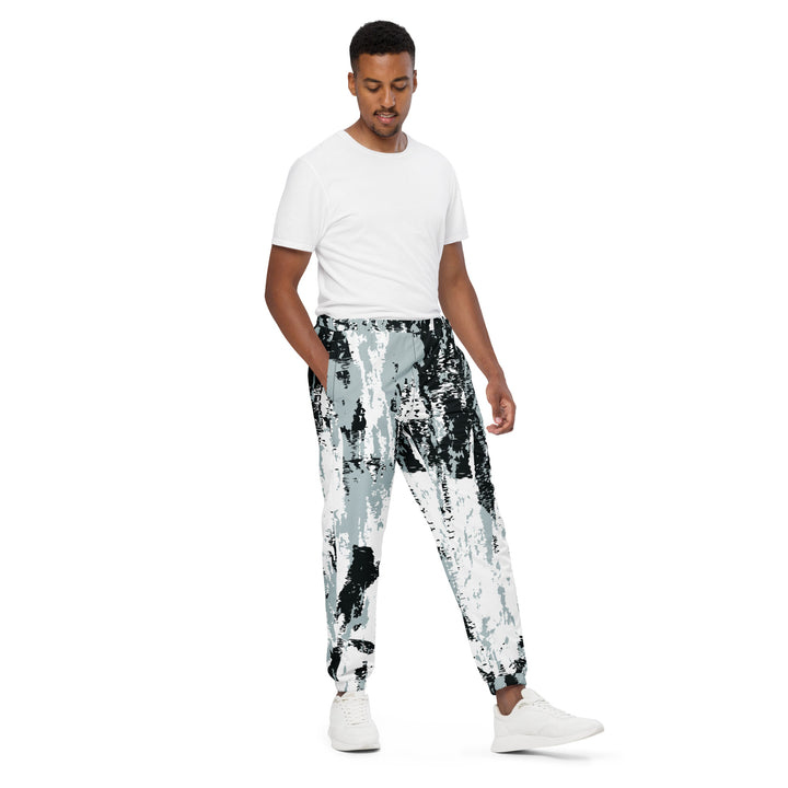 Unisex Track Pants - White-Black Splinter