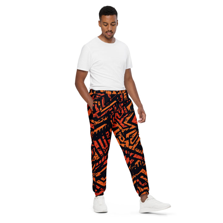 Unisex Track Pants - Black-Orange Trend