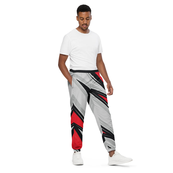 Unisex Track Pants - Red-Grey Flash