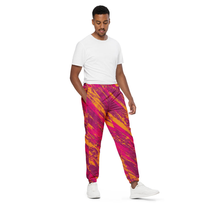 Unisex Track Pants - Pink-Orange Scratch