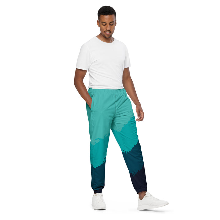 Unisex Track Pants - Black-Turquoise Gradient