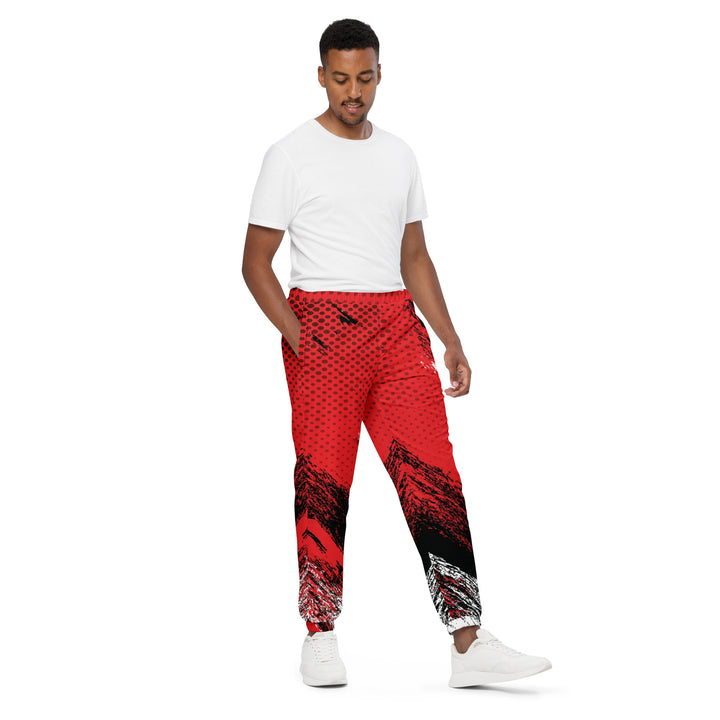 Unisex Track Pants - Red-Black Brush