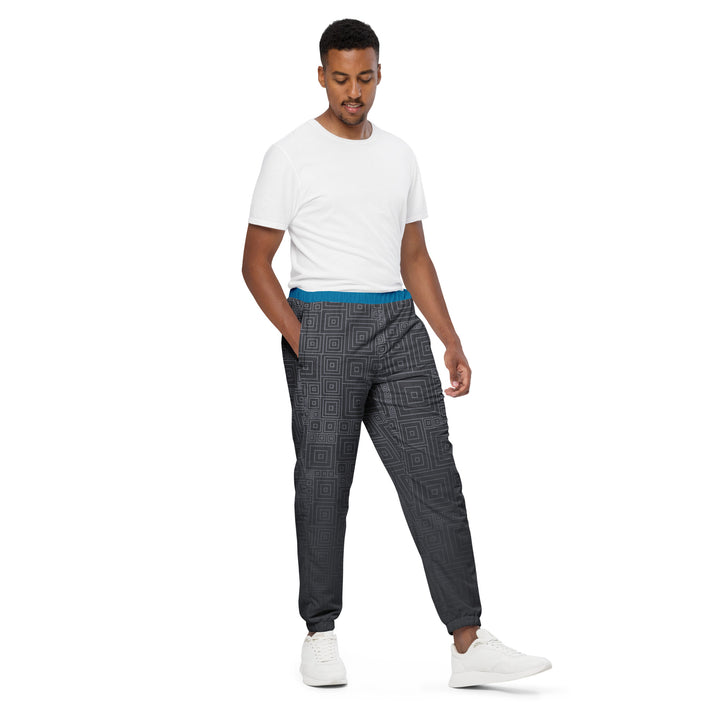 Unisex Track Pants - Grey-Blue Square