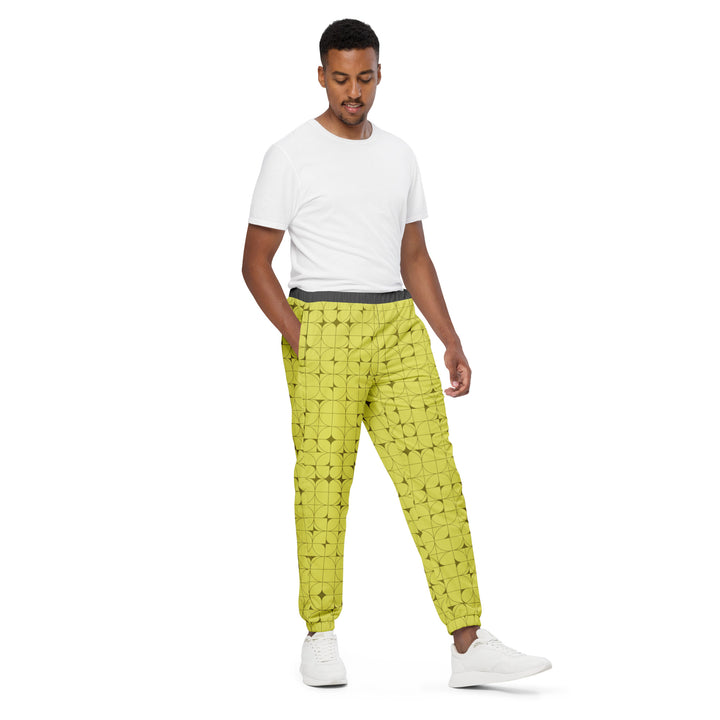 Unisex Track Pants - Yellow-Grey Circle