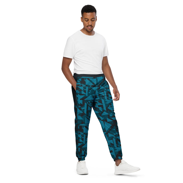 Unisex Track Pants - Turquoise-Black Triangle