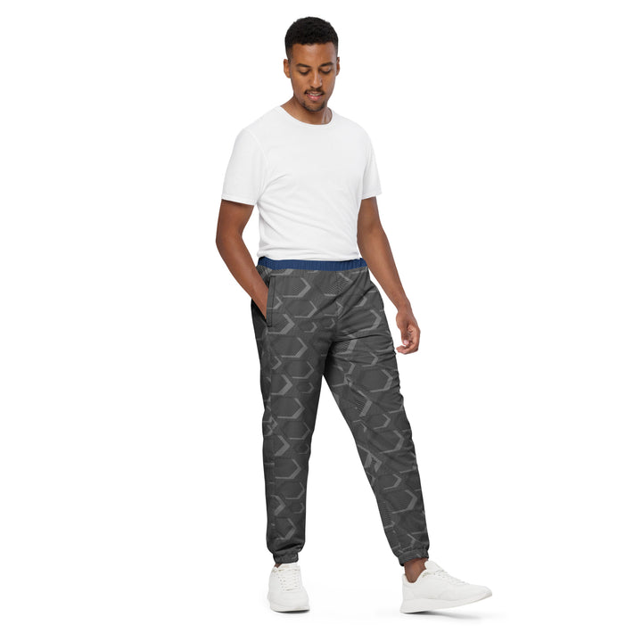 Unisex Track Pants - Grey-Blue Hexagon