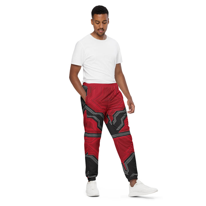 Unisex Track Pants - Red-Black Forge