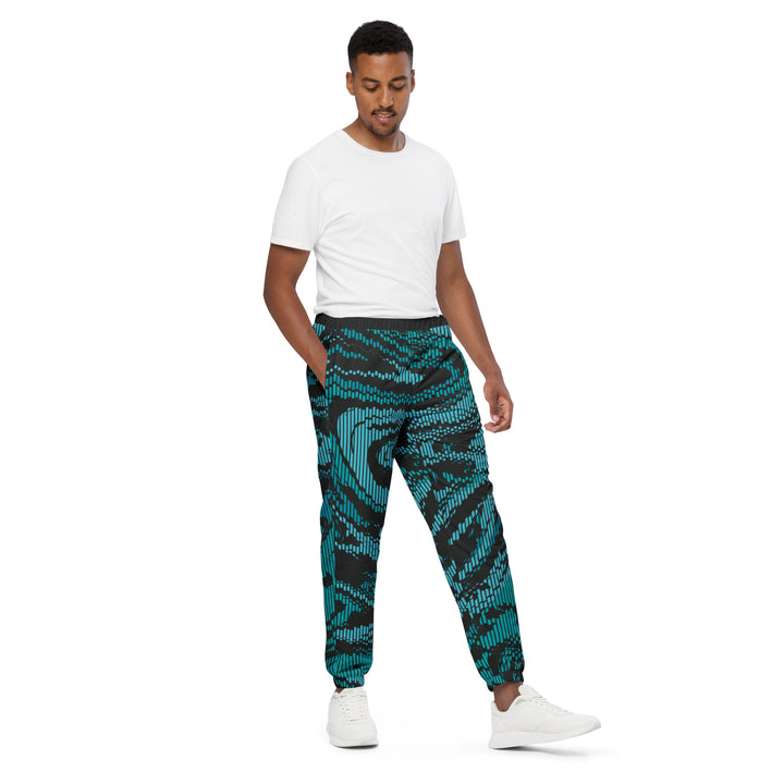 Unisex Track Pants - Turquoise-Grey Scramble