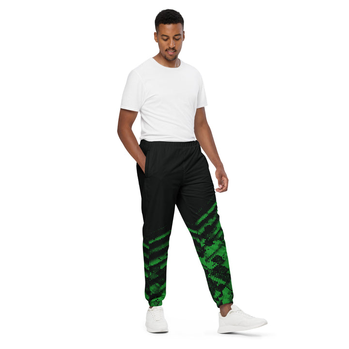 Unisex Track Pants - Black-Green Halftone