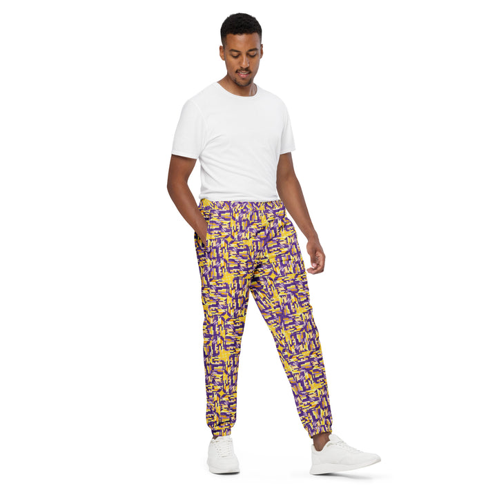 Unisex Track Pants - Yellow-Purple Deception