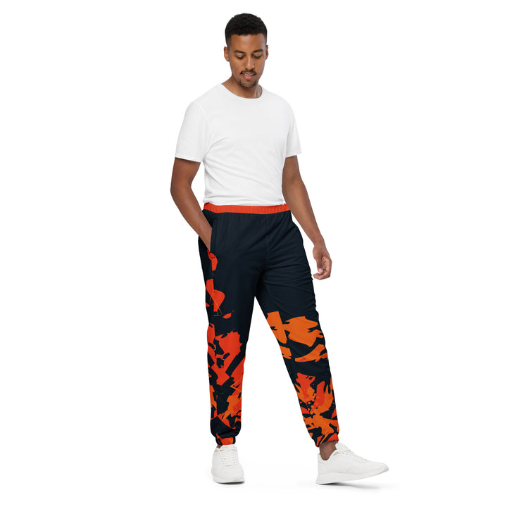 Unisex Track Pants - Black-Orange Flicker