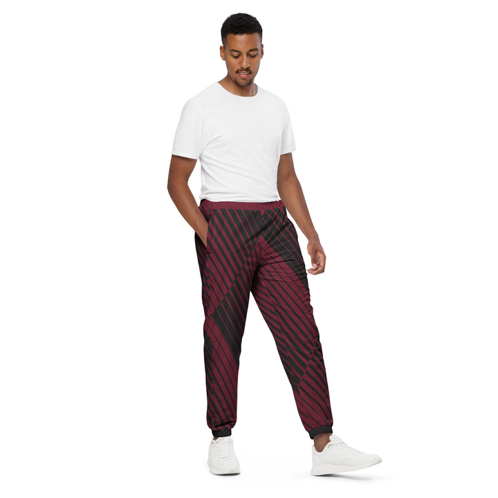 Unisex Track Pants - Black-Red Check