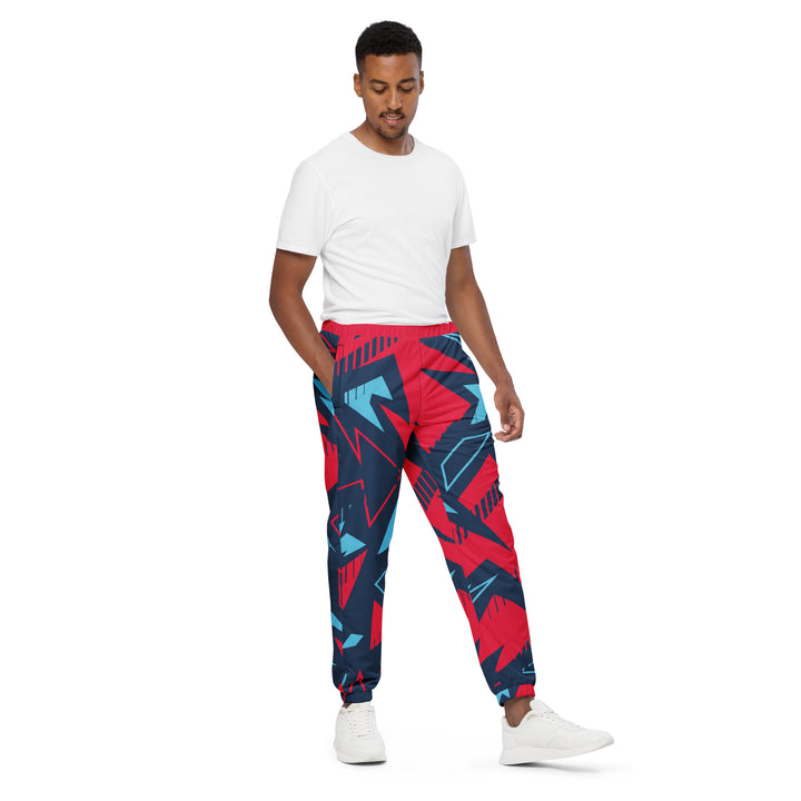 Unisex Track Pants - Blue-Red Font