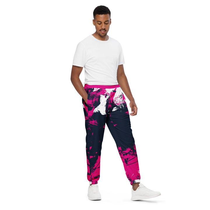 Unisex Track Pants - Black-Pink Net