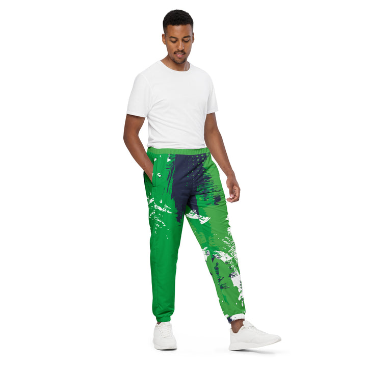 Unisex Track Pants - Green-White Brush