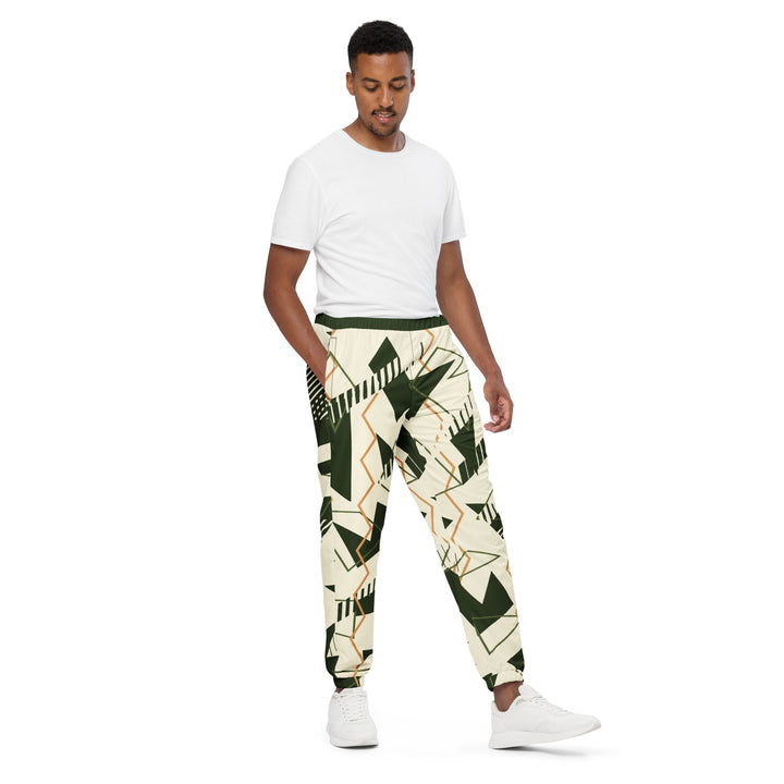 Unisex Track Pants - Beige-Green Fold