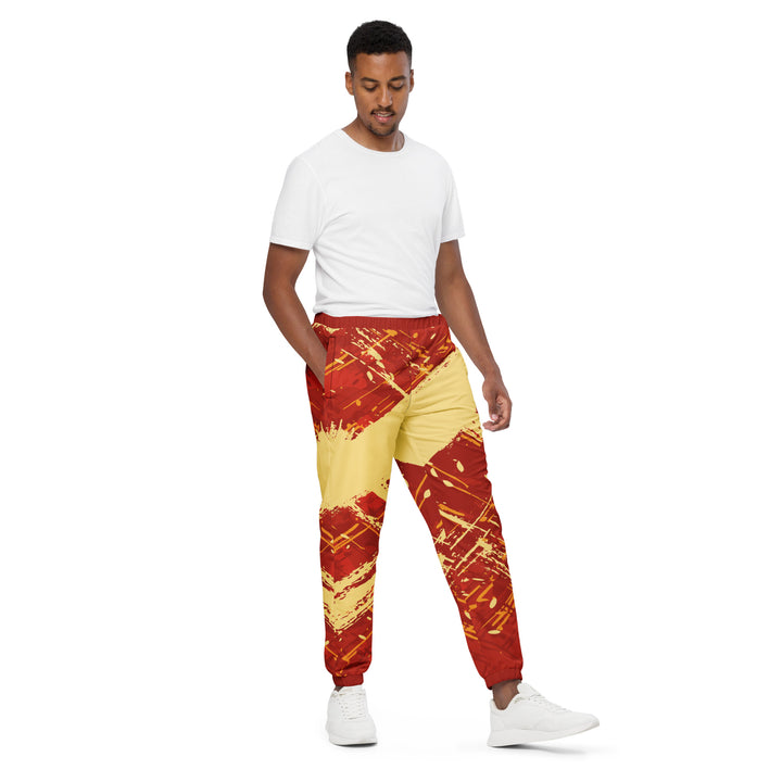 Unisex Track Pants - Red-Yellow Snow