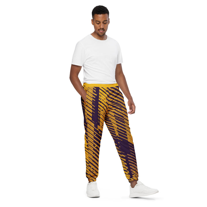 Unisex Track Pants - Yellow-Purple Tracks