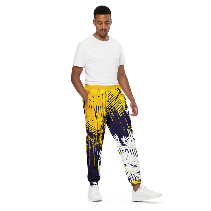 Unisex Track Pants - White-Yellow Create