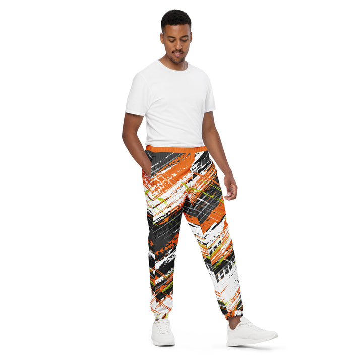 Unisex Track Pants - Black-Orange Trace