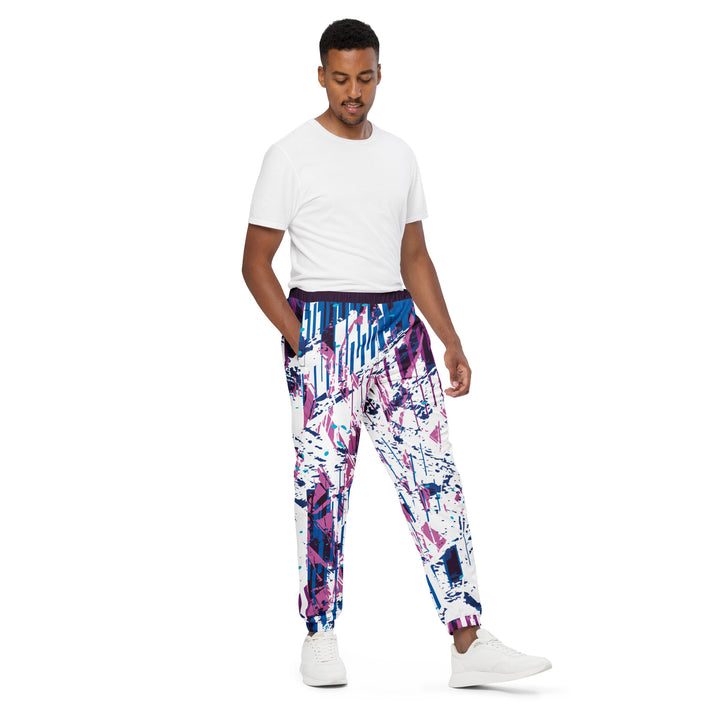 Unisex Track Pants - White-Purple Trace