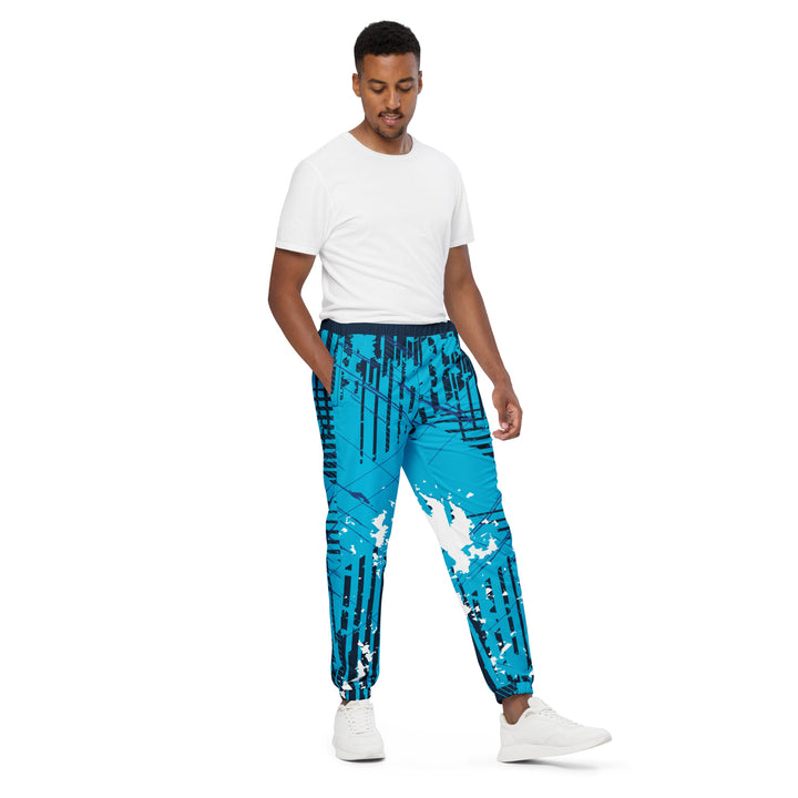 Unisex Track Pants - Turquoise-White Flame