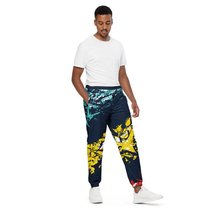 Unisex Track Pants - Blue-Yellow Trace