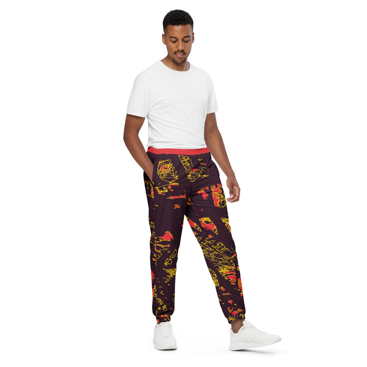 Unisex Track Pants - Red-Yellow Touch