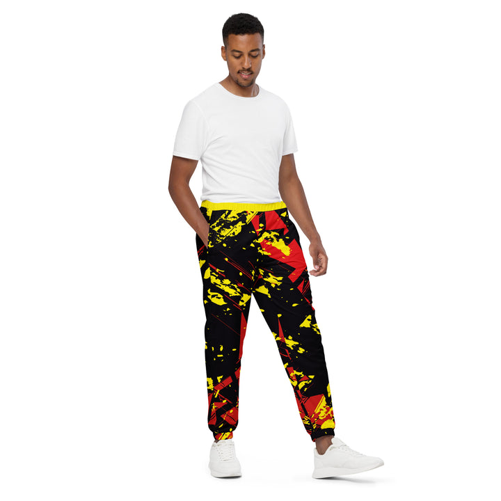 Unisex Track Pants - Black-Yellow Particle