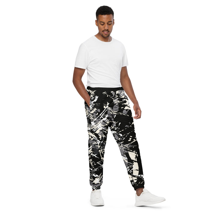 Unisex Track Pants - Black-Grey Shred