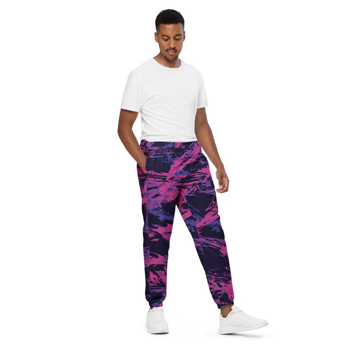 Unisex Track Pants - Purple-Pink Script