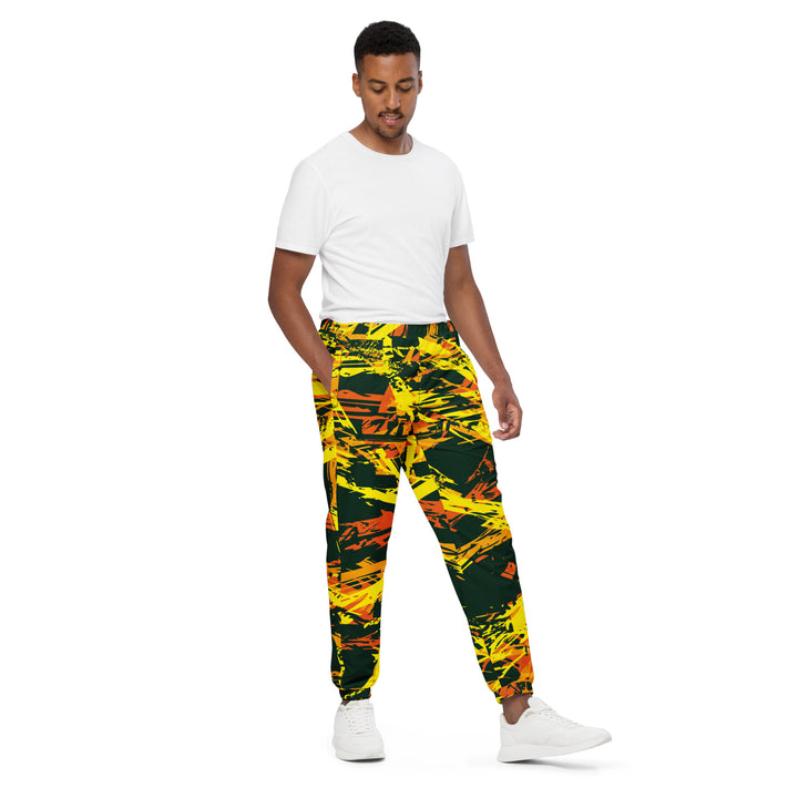 Unisex Track Pants - Black-Yellow Script