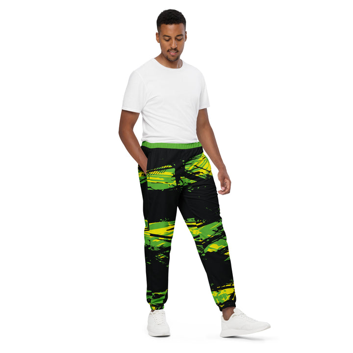 Unisex Track Pants - Black-Green Invade