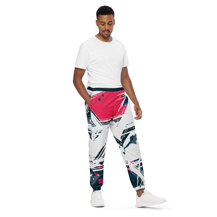 Unisex Track Pants - White-Blue Kick