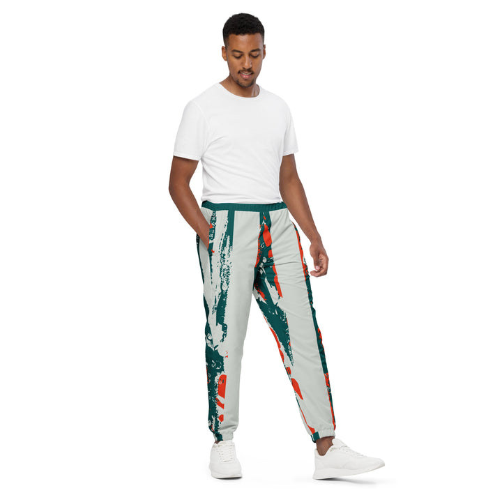 Unisex Track Pants - Green-Grey Bar