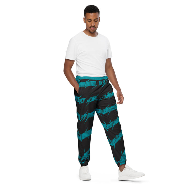 Unisex Track Pants - Black-Turquoise Spike