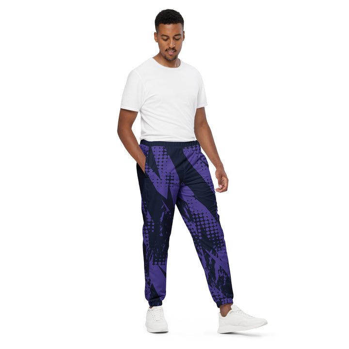 Unisex Track Pants - Purple-Black Bolt