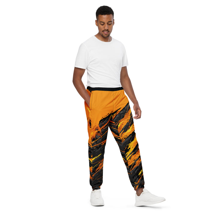 Unisex Track Pants - Black-Orange Scratch