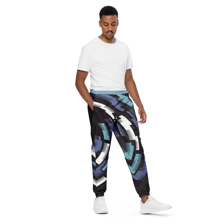 Unisex Track Pants - Black-Blue Mech