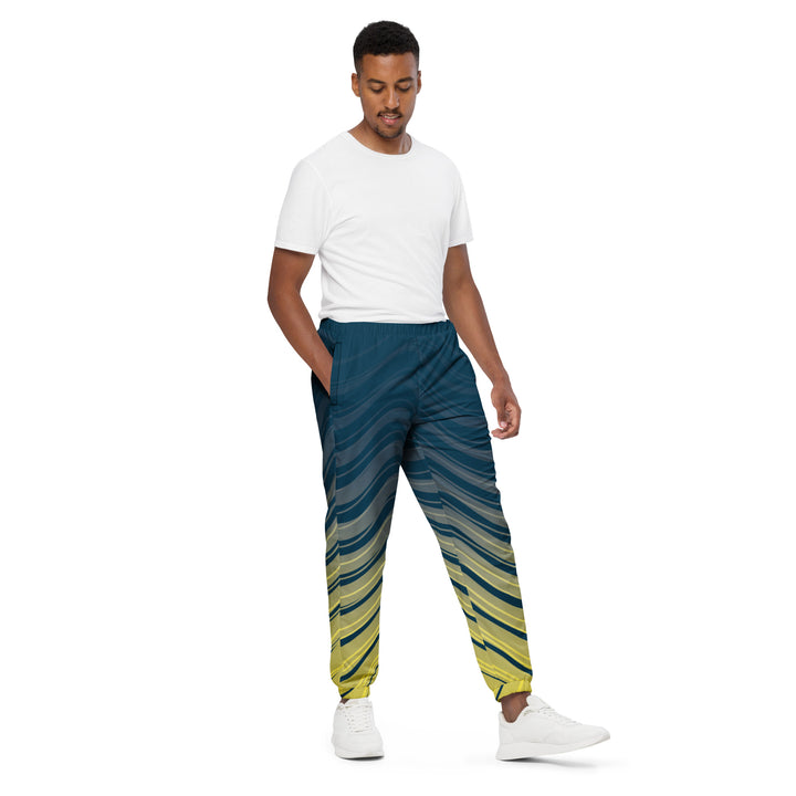 Unisex Track Pants - Yellow-Blue Wave