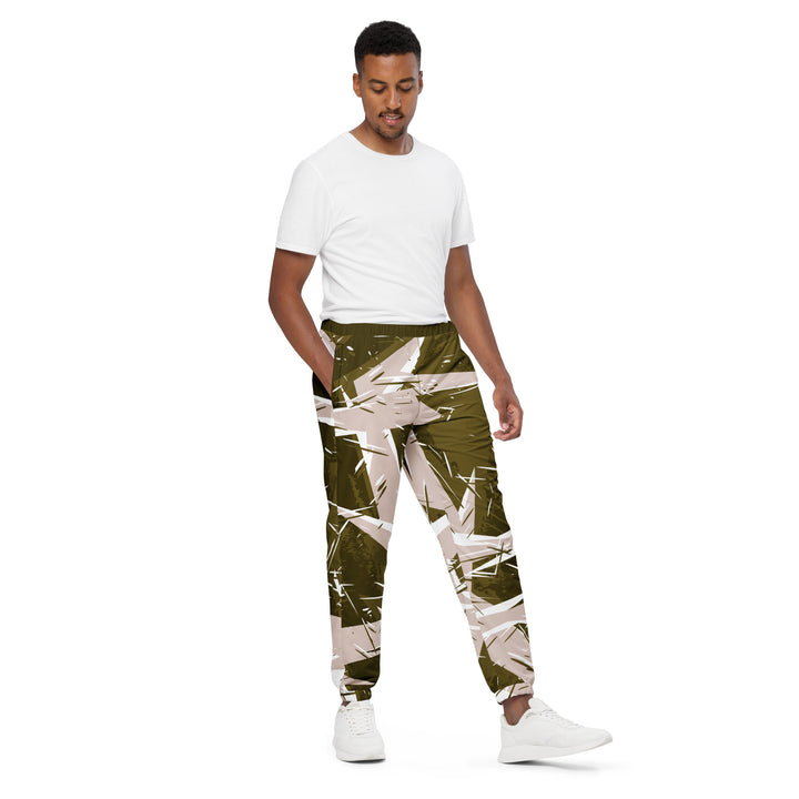 Unisex Track Pants - Brown-White Electric