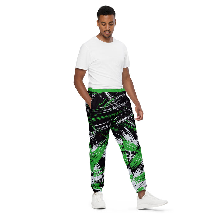 Unisex Track Pants - Black-Green Chaos