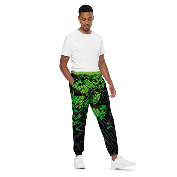 Unisex Track Pants - Black-Green Radar