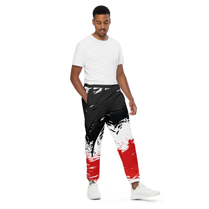 Unisex Track Pants - White-Red Fusion