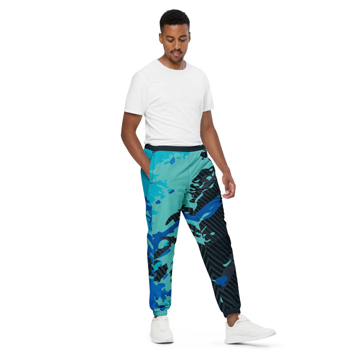 Unisex Track Pants - Black-Blue Surf